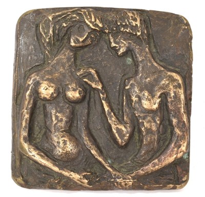 Lot 823 - Bronze figure plaque