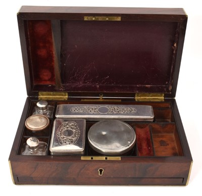 Lot 800 - Victorian mahogany and brass mounted fitted dressing table box, by Fisher, 188 strand.