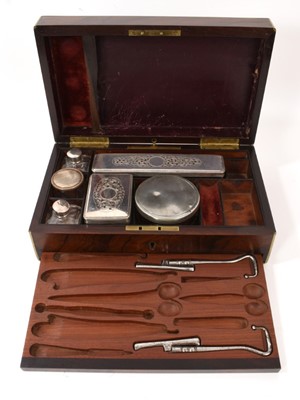 Lot 14 - Victorian mahogany and brass mounted fitted dressing table box, by Fisher, 188 strand.