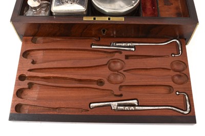 Lot 14 - Victorian mahogany and brass mounted fitted dressing table box, by Fisher, 188 strand.
