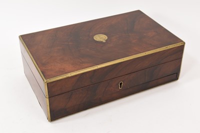 Lot 14 - Victorian mahogany and brass mounted fitted dressing table box, by Fisher, 188 strand.
