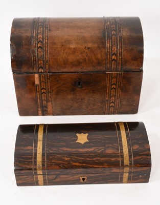 Lot 783 - 19th century coromandel and brass bound box and a domed Victorian caddy