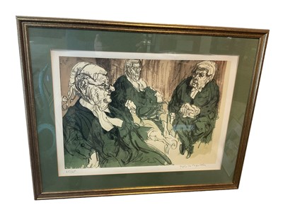 Lot 74 - Felix Topolski (1907-1989) screenprint, Three Court of Appeal judges, signed, numbered 207/250, 39 x 53cm, glazed frame