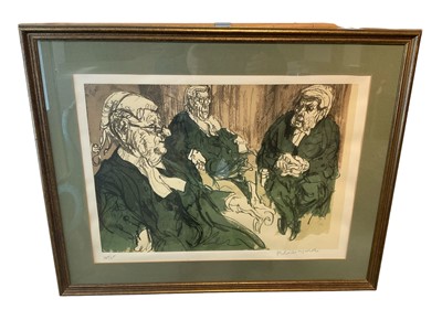 Lot 206 - Felix Topolski (1907-1989) screenprint, Three court of appeal judges, signed, numbered 209/250, 39 x 53cm, glazed frame