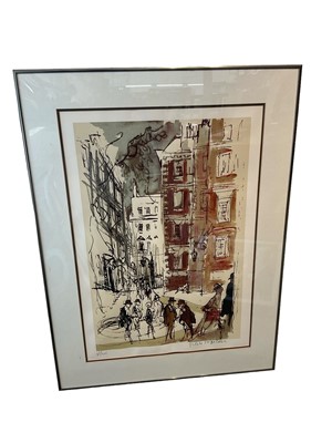 Lot 75 - Felix Topolski (1907-1989) screenprint, Fountain Court, signed, numbered 35/250, image 59 x 38cm, glazed frame