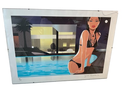 Lot 382 - Jason Brooks (contemporary) lithograph, swimming pool, signed and numbered 92/100, 35 x 52cm