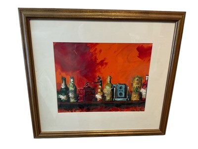 Lot 379 - Jordi Prat Pons (b. 1965) oil on paper, Jars, signed, 27 x 33cm, glaze frame