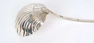 Lot 200 - Rare mid eighteenth century Irish provincial silver soup ladle by Samuel Johns of Limerick.