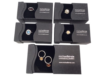 Lot 61 - Six contemporary handmade designer rings by Micheal Birnie of Bury St. Edmunds