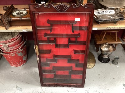 Lot 720 - Chinese hardwood hanging display cabinet