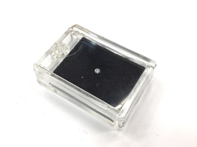 Lot 1012 - Unmounted brilliant cut diamond, estimated to weigh 0.11cts, in a plastic box with De Beers label