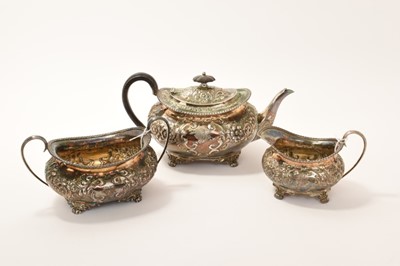 Lot 216 - Victorian three piece silver teaset