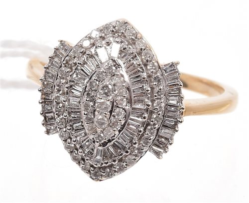 Lot 505 - Diamond cluster ring, the marquise-shape...