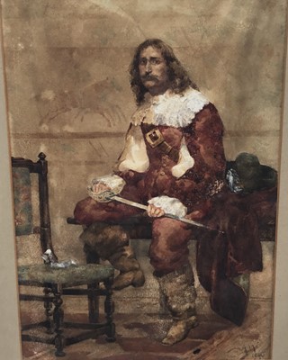 Lot 212 - English School, late 19th century, watercolour - Cavalier