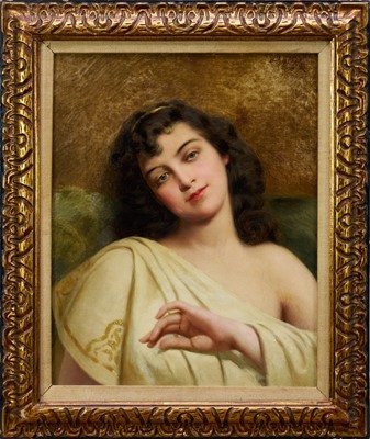 Lot 1051 - Vincent Stipevich (1841-1910) oil on canvas - Portrait of a Classical Beauty, signed and inscribed, 51cm x 41cm, in gilt frame