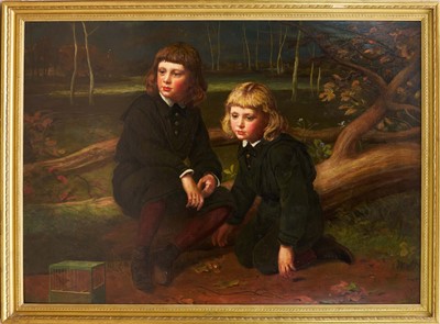 Lot 1145 - James Sant (1820-1916) oil on canvas - Two Boys in a Wood, possibly emblematic of the Princes in the Tower