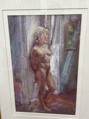 Lot 187 - Maureen Jordan (contemporary) four various pastel figure studies, in glazed frames, gallery labels verso