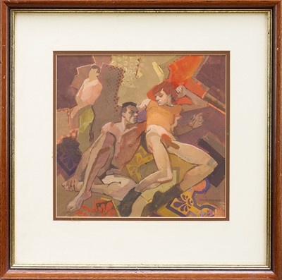 Lot 1191 - *Cornelius McCarthy (1935-2009) gouache - Nude group, signed and dated 1985, 33cm x 34cm, in glazed frame