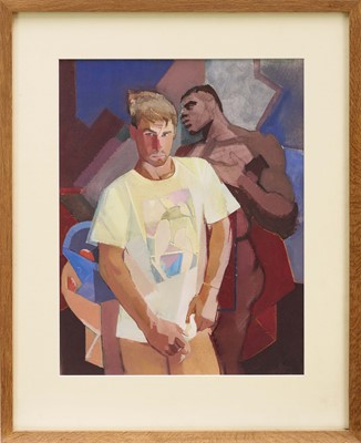 Lot 1190 - *Cornelius McCarthy (1935-2009) gouache - Male figures, unsigned, 49cm x 38cm, in glazed frame