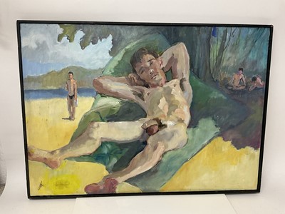 Lot 138 - Jim Carter, oil on canvas, nude study