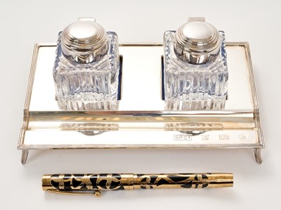 Lot 266 - Contemporary silver "Shaeffer" silver desk set.