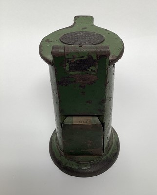 Lot 2614 - Vintage green painted railway ticket machine