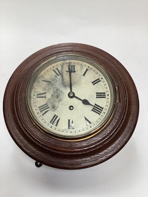 Lot 2610 - Vintage oak railway wall clock