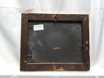 Lot 103 - 19th century English School, oil on artist board, a gaff rigged fishing vessel in a blow off the coast, in gilt frame. 15 x 19cm.