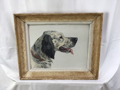 Lot 114 - Jacques Cartier (1907 - 2001), oil on board, head and shoulders study of an English Setter, signed, in painted frame. 26 x 33cm.