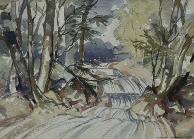 Lot 26 - Albert Ribbans (1903-1966) watercolour - Landscape, signed and dated 1963, 24cm x 32cm, in glazed frame