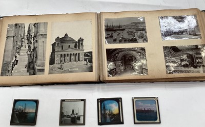 Lot 1492 - Interesting early 20th century photograph album belonging to a sailor in the Royal Australian Navy, with photos of the Suez Canal, Guinea, Australia, New Zealand, Gibraltar, etc, some signed by Zan...