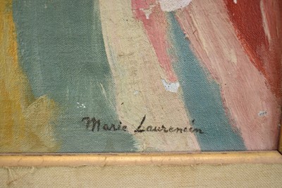 Lot 1236 - Attributed to Marie Laurencin (1883-1956) oil on canvas - Portrait of a Lady, a sketch verso, inscribed and bearing signature, 49cm x 35cm, framed