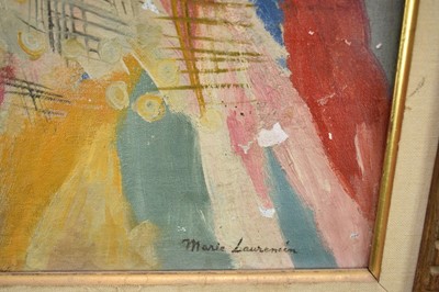 Lot 1236 - Attributed to Marie Laurencin (1883-1956) oil on canvas - Portrait of a Lady, a sketch verso, inscribed and bearing signature, 49cm x 35cm, framed