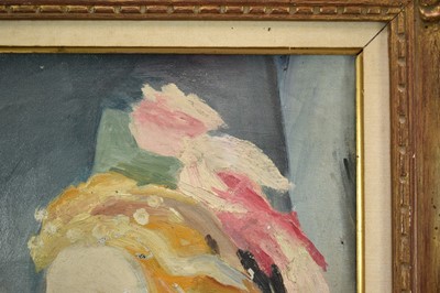 Lot 1236 - Attributed to Marie Laurencin (1883-1956) oil on canvas - Portrait of a Lady, a sketch verso, inscribed and bearing signature, 49cm x 35cm, framed