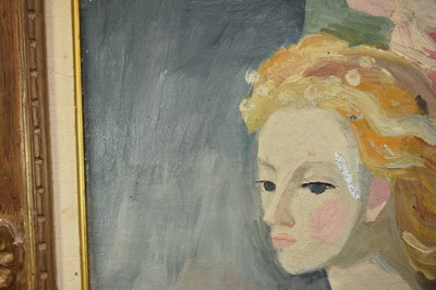 Lot 1236 - Attributed to Marie Laurencin (1883-1956) oil on canvas - Portrait of a Lady, a sketch verso, inscribed and bearing signature, 49cm x 35cm, framed