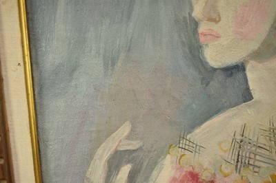 Lot 1236 - Attributed to Marie Laurencin (1883-1956) oil on canvas - Portrait of a Lady, a sketch verso, inscribed and bearing signature, 49cm x 35cm, framed