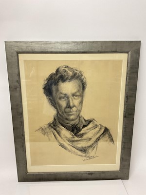 Lot 137 - Shelia Hawkins (1905 - 1999) Two charcoal portraits of John Gregory, dancer, choreographer, writer and artist who along with his wife Barbara Vernon founded Harlequin Ballet Company which initially...