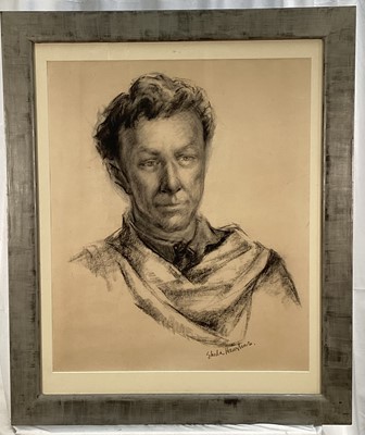 Lot 259 - Shelia Hawkins (1905 - 1999) Two charcoal portraits of John Gregory, dancer, choreographer, writer and artist who along with his wife Barbara Vernon founded Harlequin Ballet Company which initially...