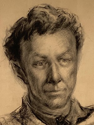 Lot 259 - Shelia Hawkins (1905 - 1999) Two charcoal portraits of John Gregory, dancer, choreographer, writer and artist who along with his wife Barbara Vernon founded Harlequin Ballet Company which initially...
