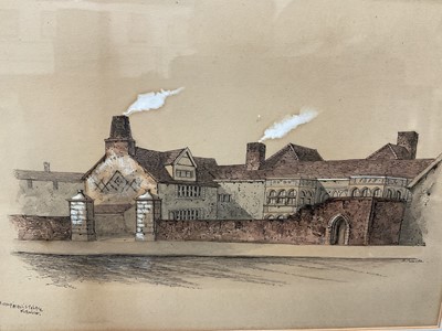 Lot 245 - Edward Pococke - watercolour - Bishops Palace, Norwich, and two other works