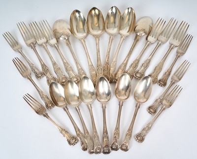 Lot 255 - Early 19th century matched service of Kings pattern cutlery for six place settings