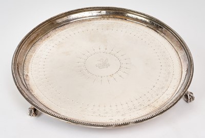 Lot 229 - Victorian silver circular salver, London 1873