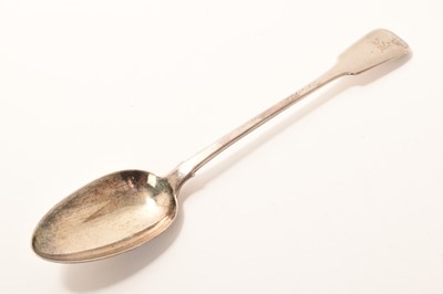 Lot 230 - George IV silver fiddle pattern basting spoon, William Chawner, London 1821