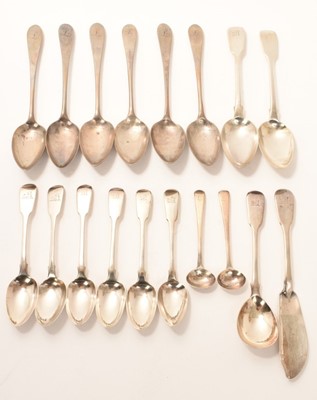 Lot 235 - Collection of late 18th/early 19th silver flatware.