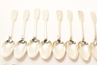 Lot 236 - Large group of matching late Victorian/early Edwardian Fiddle and Shell pattern flatware