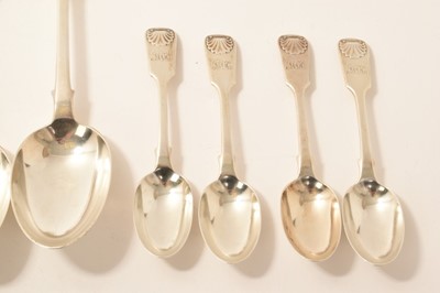 Lot 236 - Large group of matching late Victorian/early Edwardian Fiddle and Shell pattern flatware