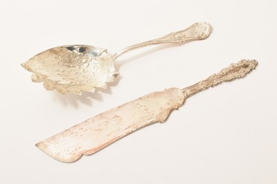 Lot 238 - American silver cake knife and similar salad server