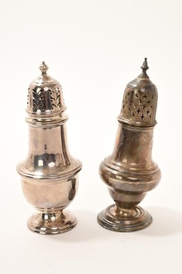 Lot 241 - Two silver baluster casters