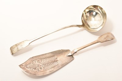 Lot 242 - George IV silver soup ladle and fish slice