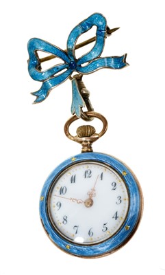 Lot 548 - Edwardian silver and enamelled fob watch